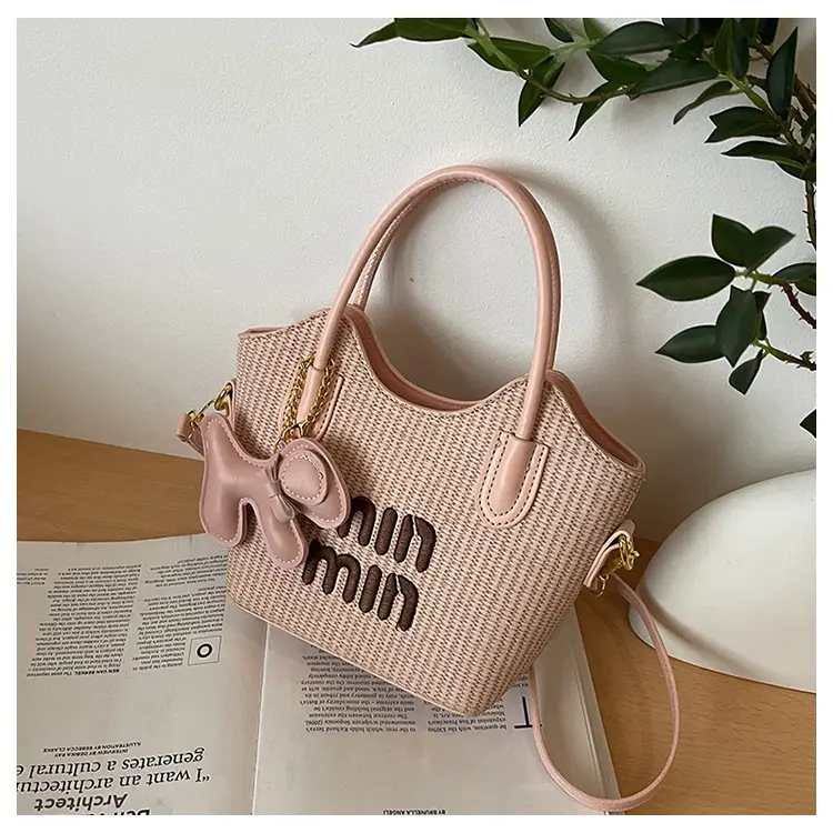 Women Air Mom Beige Canvas Shoulder Bag with Bone Design — feature 25