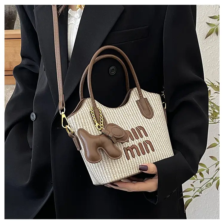 Women Air Mom Beige Canvas Shoulder Bag with Bone Design — feature 6