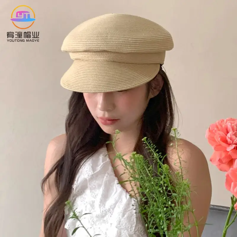 Korean Style Straw Wrinkle Cap Women's Octagonal - Image 6