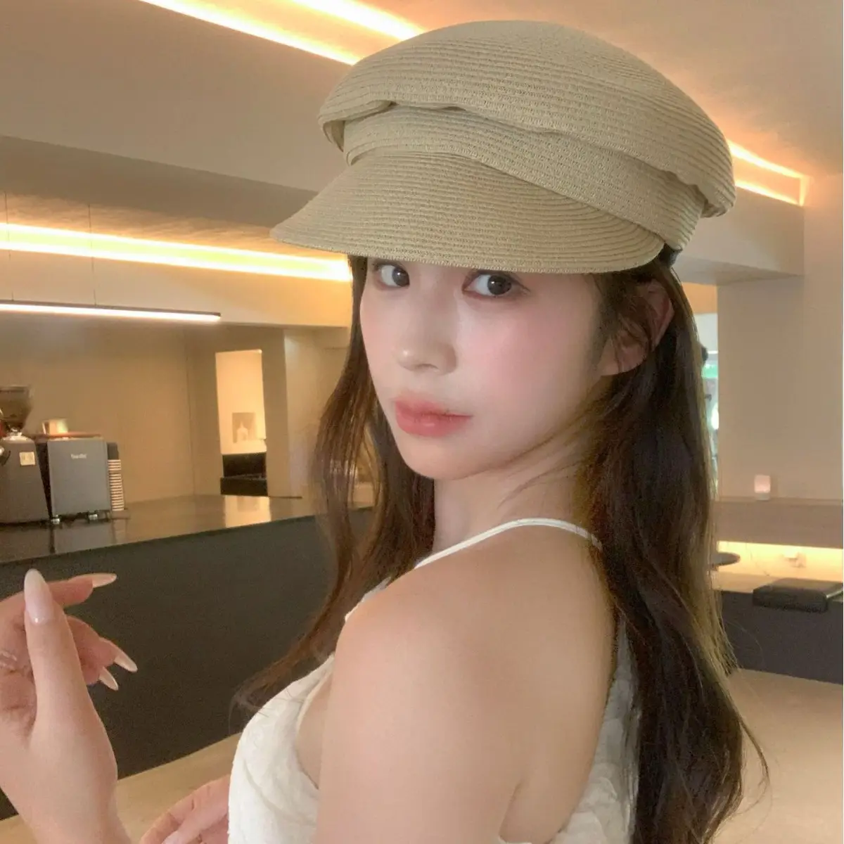 Korean Style Straw Wrinkle Cap Women's Octagonal - Image 7