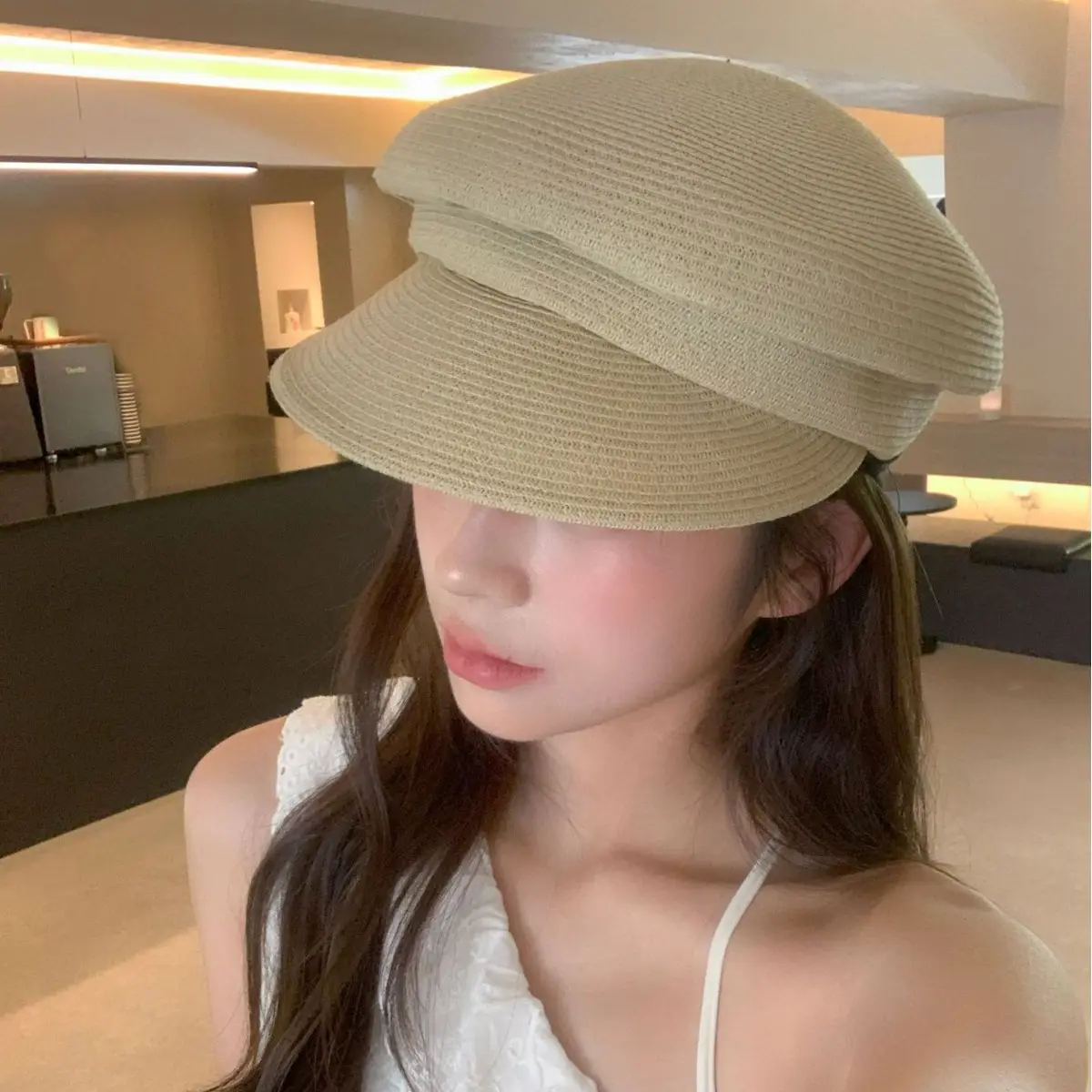 Korean Style Straw Wrinkle Cap Women's Octagonal - Image 8