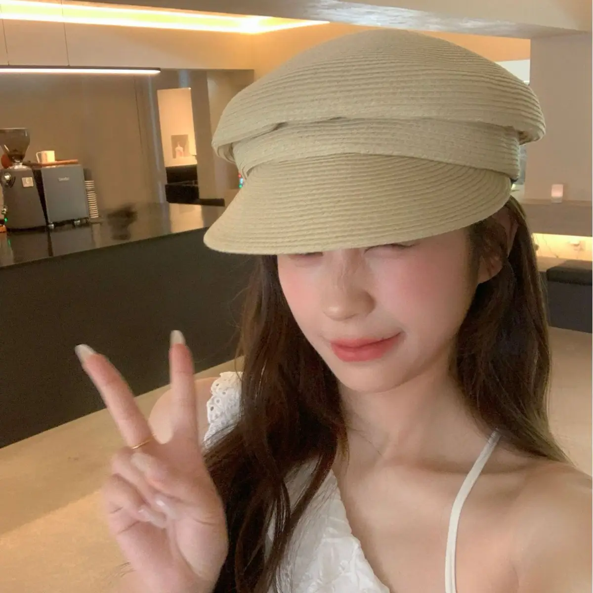 Korean Style Straw Wrinkle Cap Women's Octagonal - Image 9