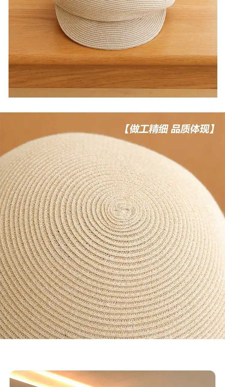 Korean Style Straw Wrinkle Cap Women's Octagonal — feature 11