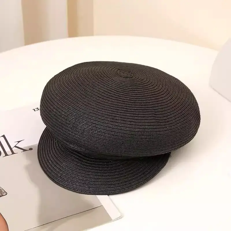 Korean Style Straw Wrinkle Cap Women's Octagonal - Image 4