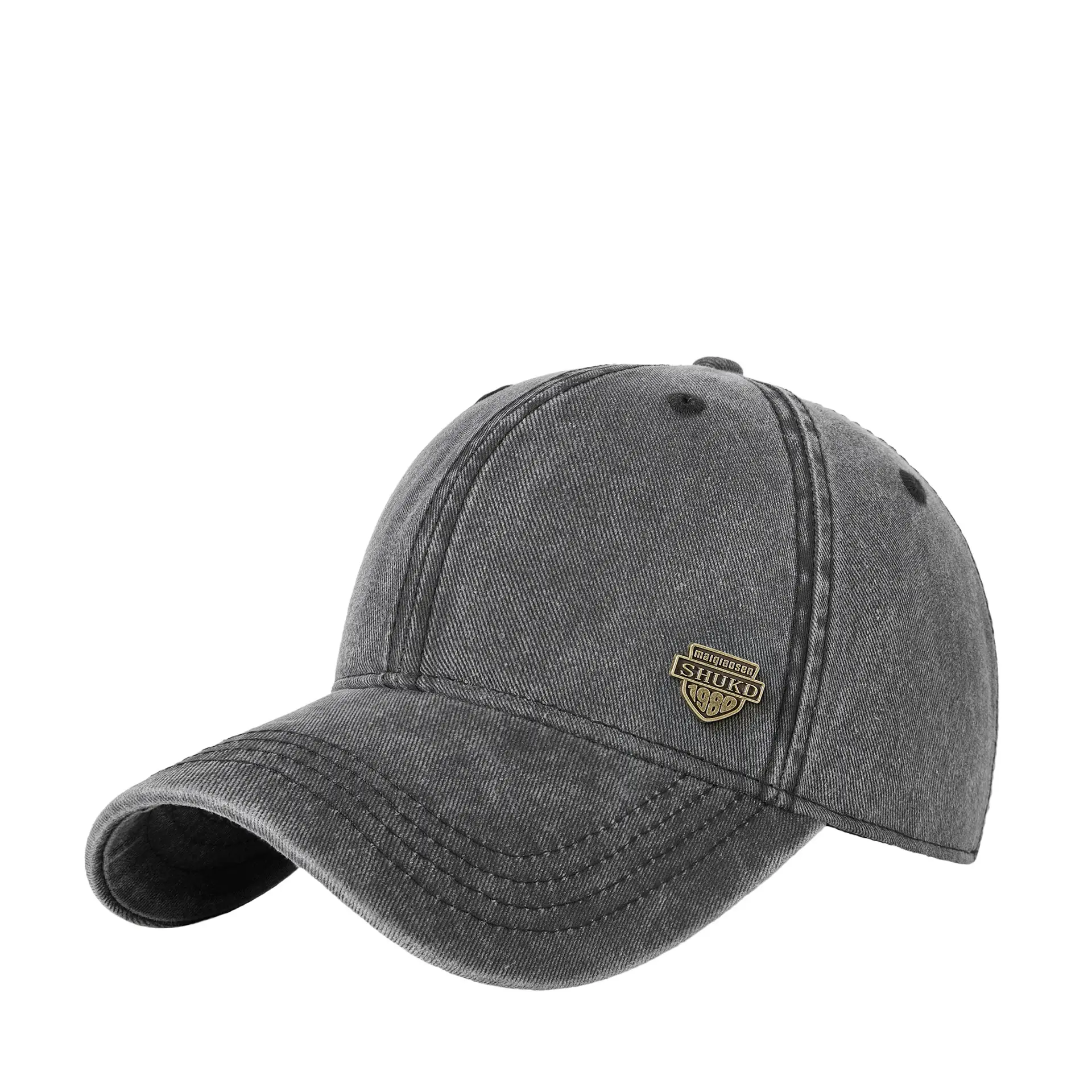 Men Grey Denim Harley Cap with Logo