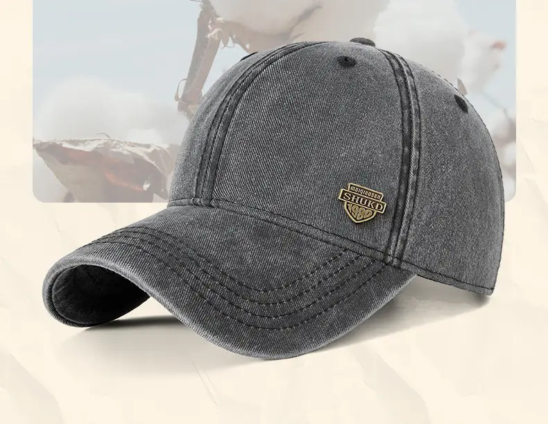 Men Grey Denim Harley Cap with Logo — feature 25