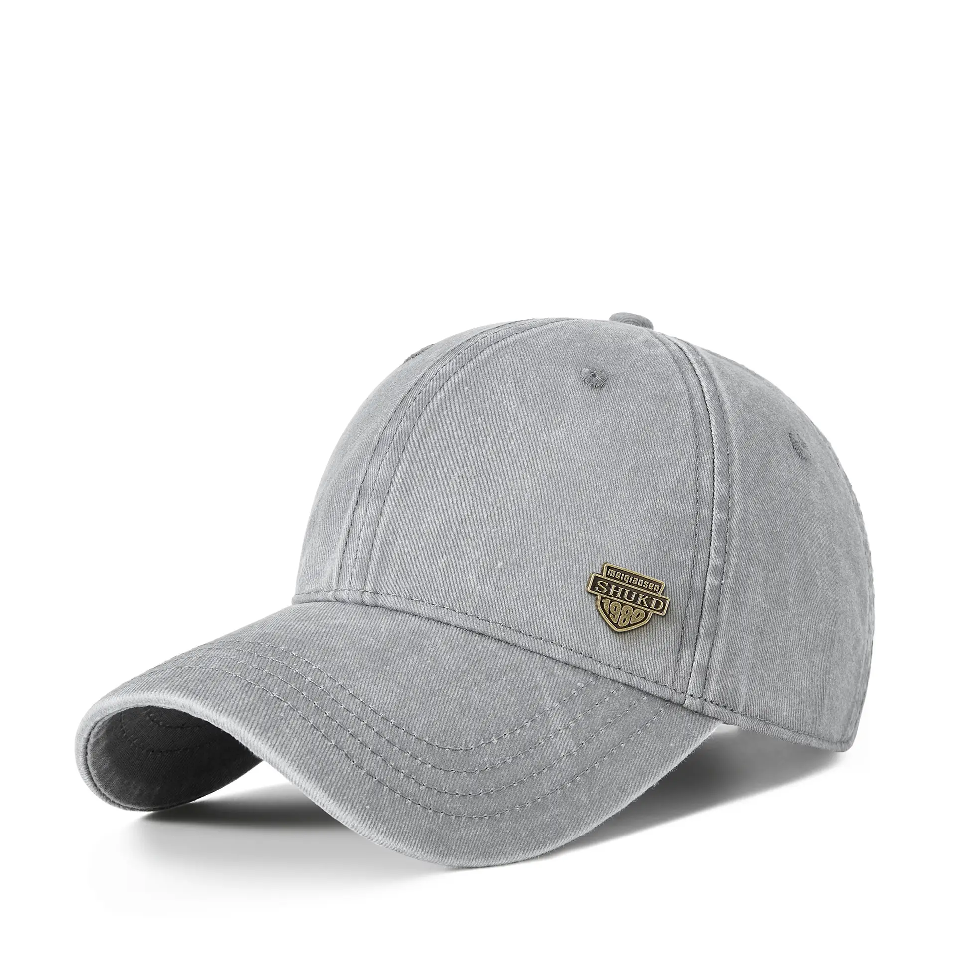 Men Grey Denim Harley Cap with Logo