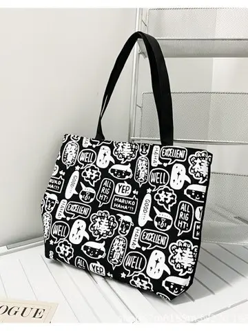 2025 Large Canvas Shoulder Bag Women Japanese Korean Travel Work Instagram Luggage - Image 10