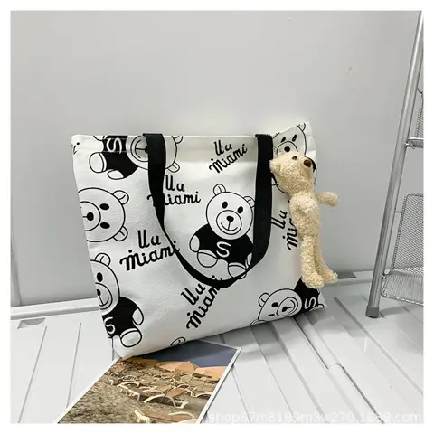 2025 Large Canvas Shoulder Bag Women Japanese Korean Travel Work Instagram Luggage — feature 33