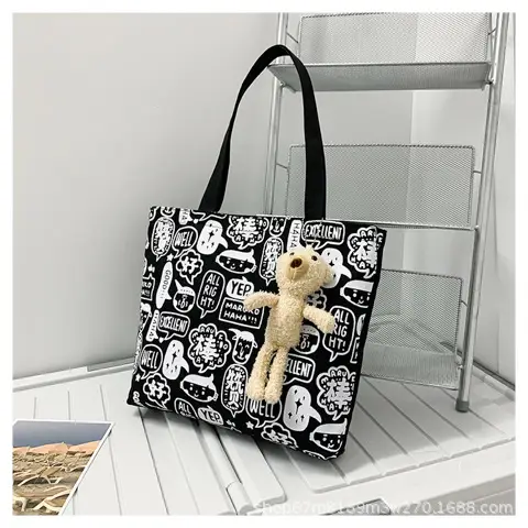 2025 Large Canvas Shoulder Bag Women Japanese Korean Travel Work Instagram Luggage — feature 4