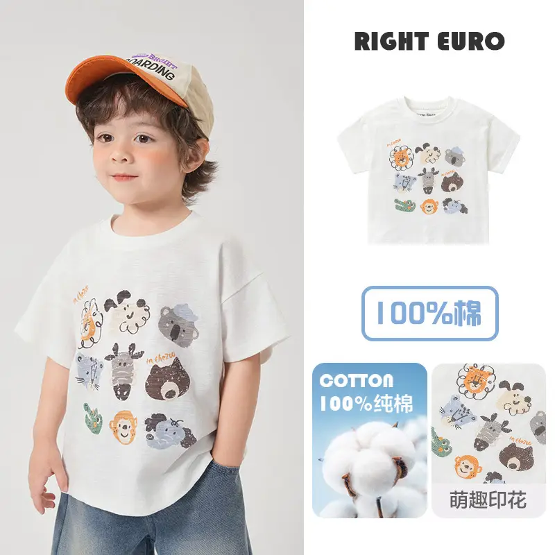 Right European Boys T-Shirt Green Purple 100% Cotton Summer - Image 9