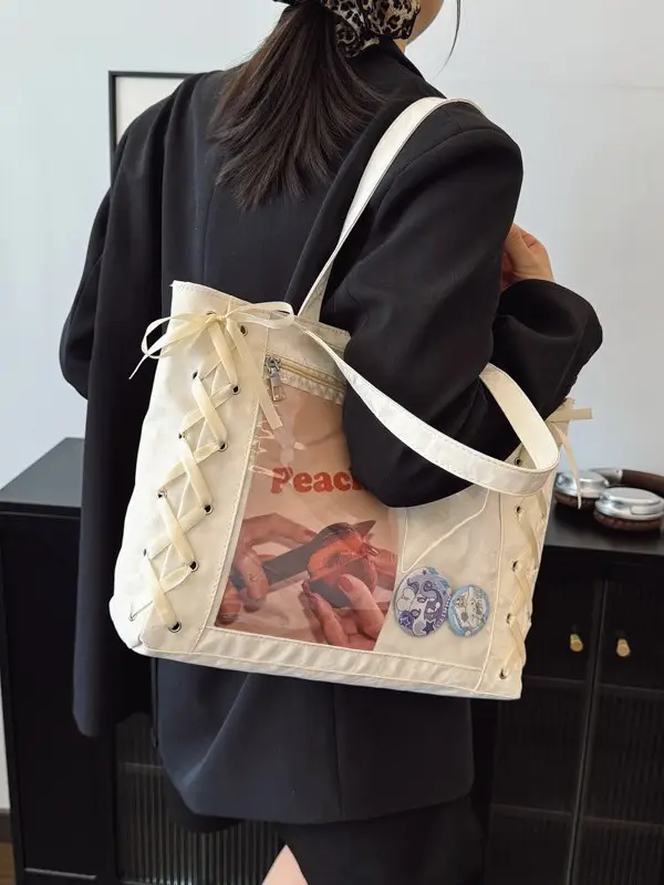 Japanese Pain Bag Ribbon Bow Cute Handbag Large Capacity - Image 6