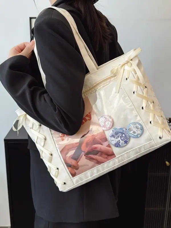 Japanese Pain Bag Ribbon Bow Cute Handbag Large Capacity - Image 7