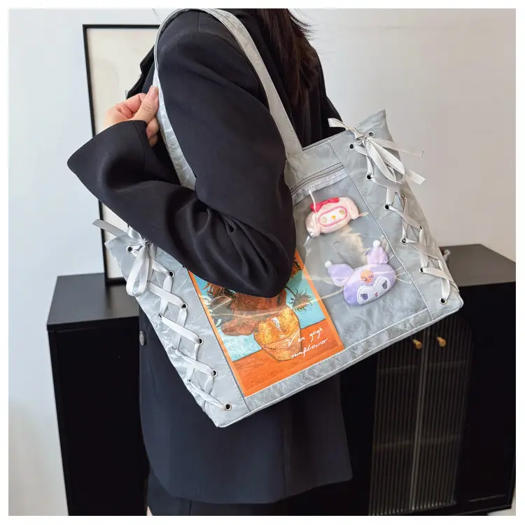 Japanese Pain Bag Ribbon Bow Cute Handbag Large Capacity — feature 11