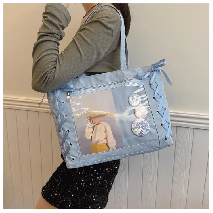 Japanese Pain Bag Ribbon Bow Cute Handbag Large Capacity — feature 15