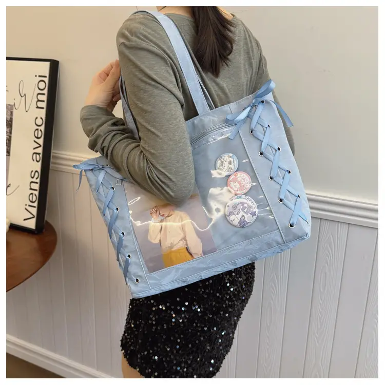Japanese Pain Bag Ribbon Bow Cute Handbag Large Capacity — feature 16