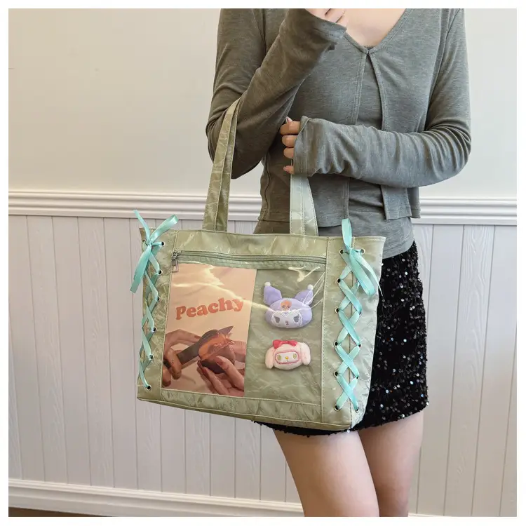 Japanese Pain Bag Ribbon Bow Cute Handbag Large Capacity — feature 17