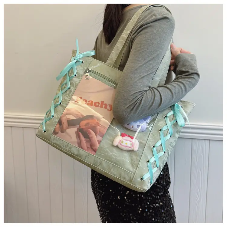 Japanese Pain Bag Ribbon Bow Cute Handbag Large Capacity — feature 18