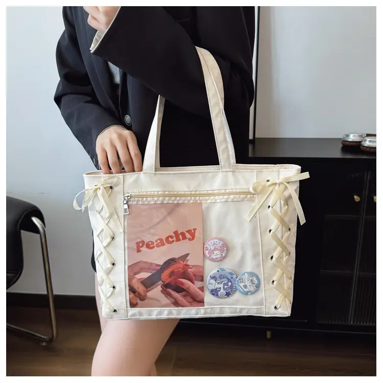 Japanese Pain Bag Ribbon Bow Cute Handbag Large Capacity — feature 8