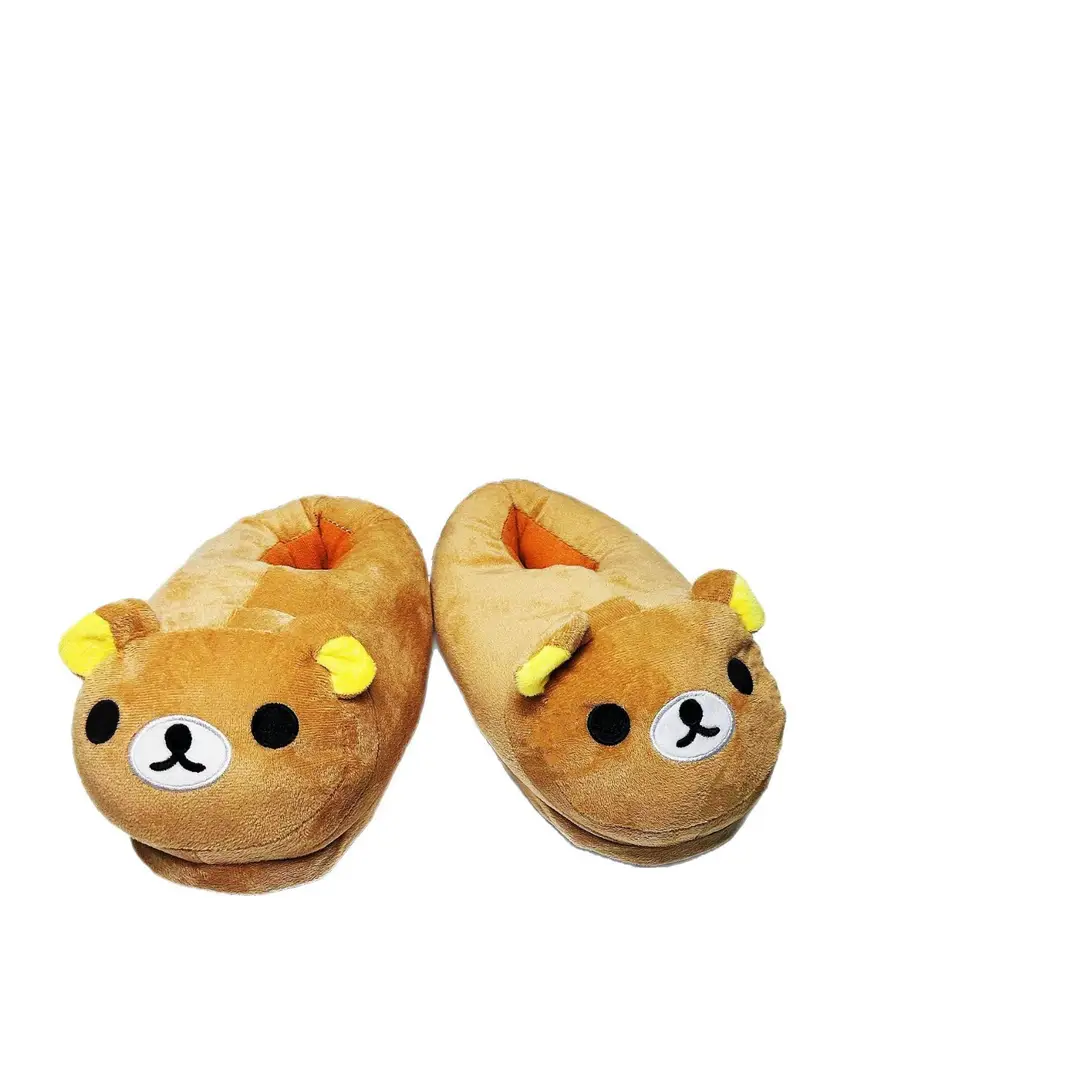 Cross-Border Hot-Selling Bear Plush Slippers, Cartoon Cute Lazy Bear, Fully Enclosed Heel, Home Indoor Couple's Warm Cotton Slippers for Women