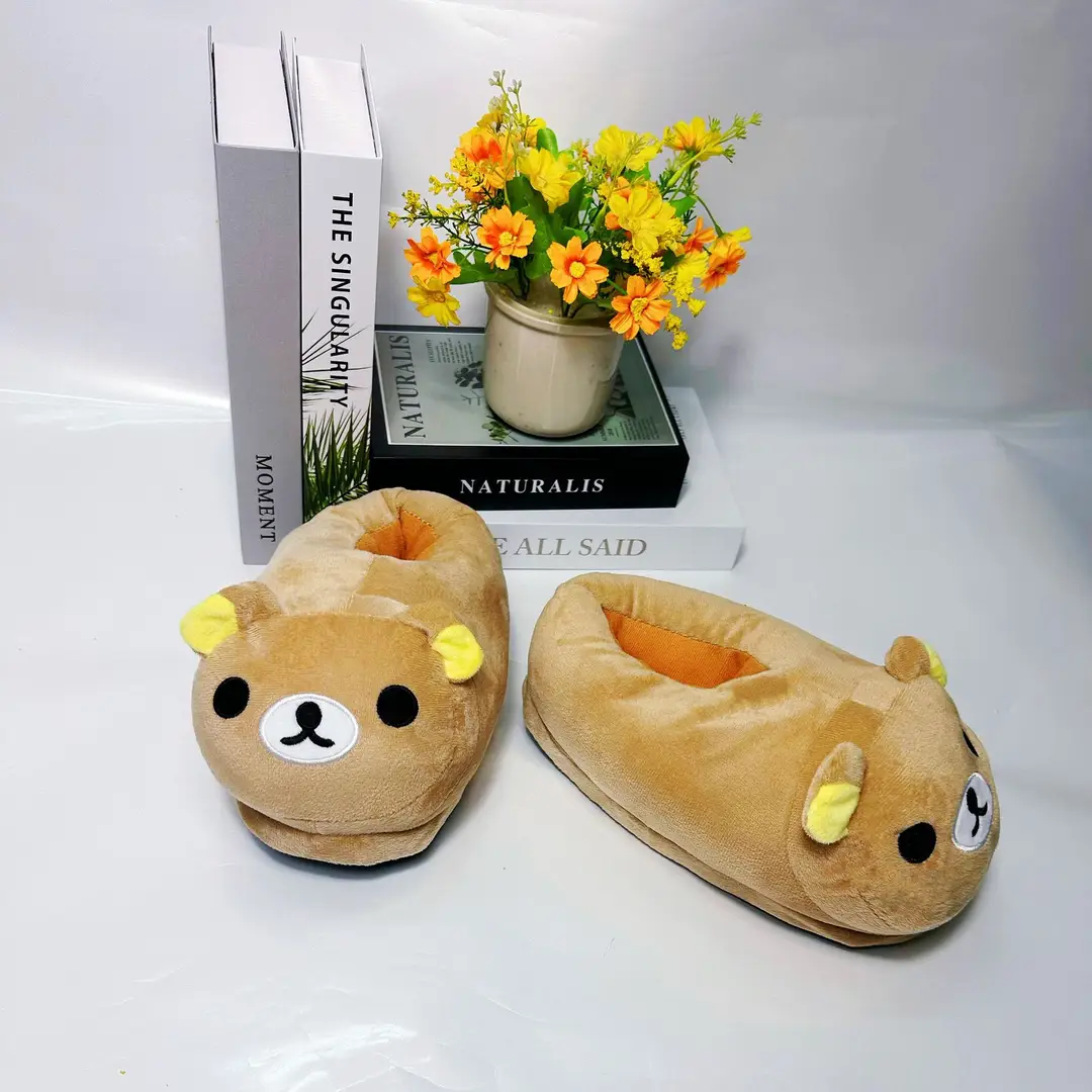 Cross-Border Hot-Selling Bear Plush Slippers, Cartoon Cute Lazy Bear, Fully Enclosed Heel, Home Indoor Couple's Warm Cotton Slippers for Women — feature 13