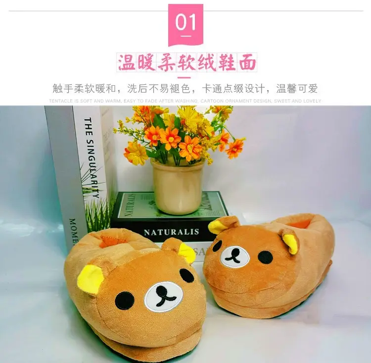 Cross-Border Hot-Selling Bear Plush Slippers, Cartoon Cute Lazy Bear, Fully Enclosed Heel, Home Indoor Couple's Warm Cotton Slippers for Women — feature 2