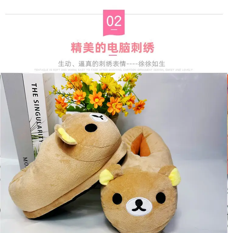 Cross-Border Hot-Selling Bear Plush Slippers, Cartoon Cute Lazy Bear, Fully Enclosed Heel, Home Indoor Couple's Warm Cotton Slippers for Women — feature 3