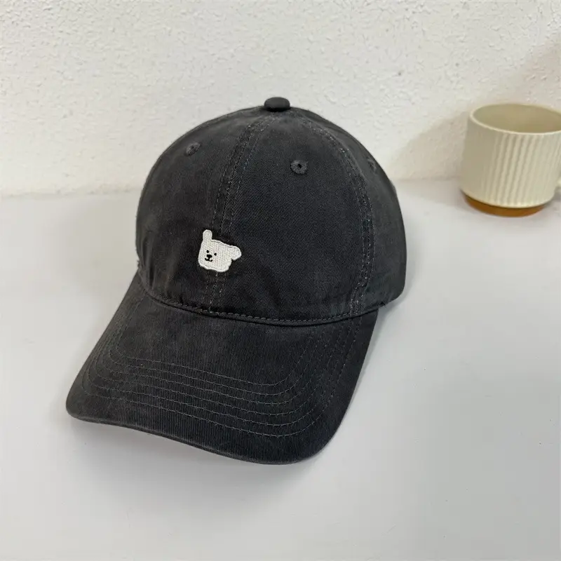 Sweet Cute Puppy Embroidered Denim Cap Women's Korean Style - Image 7