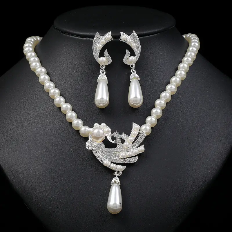 European American Cross-border Pearl Necklace Earrings Set - Image 2