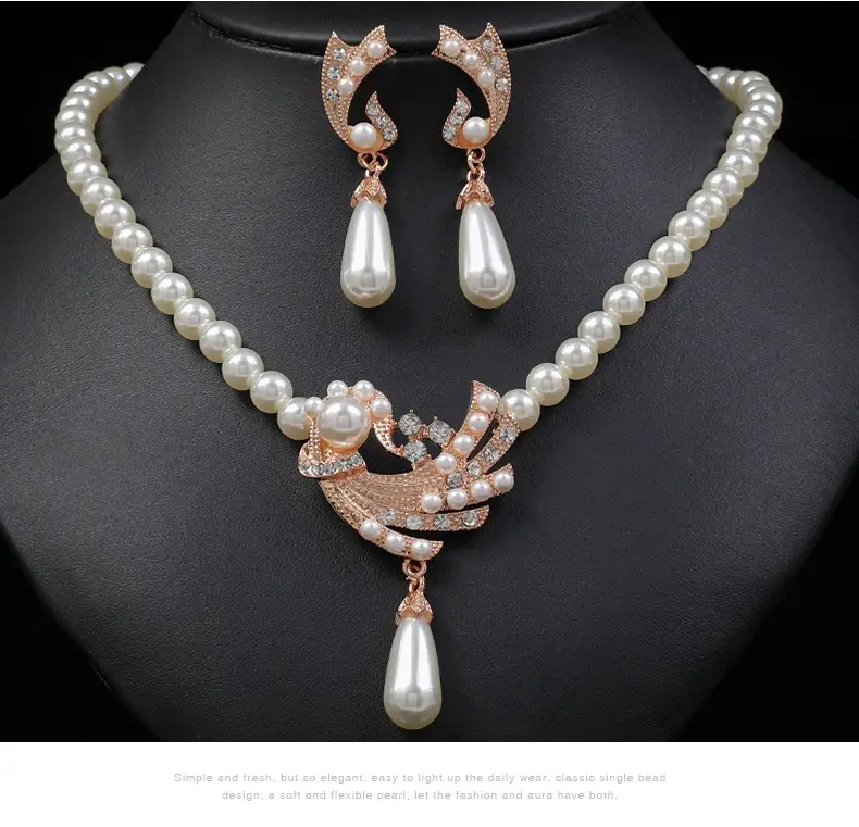 European American Cross-border Pearl Necklace Earrings Set — feature 1