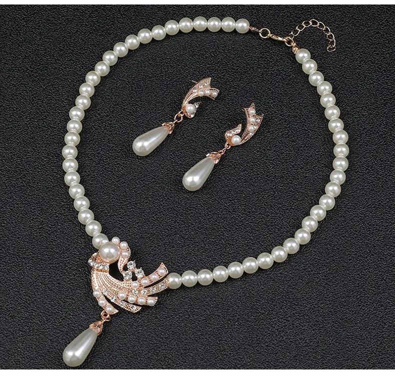 European American Cross-border Pearl Necklace Earrings Set — feature 2