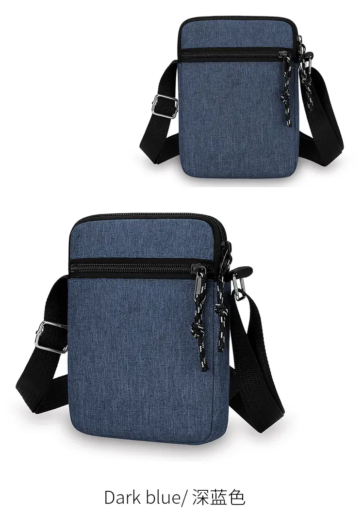 Men's Lightweight Canvas Shoulder Bag Grey Multi Color — feature 11