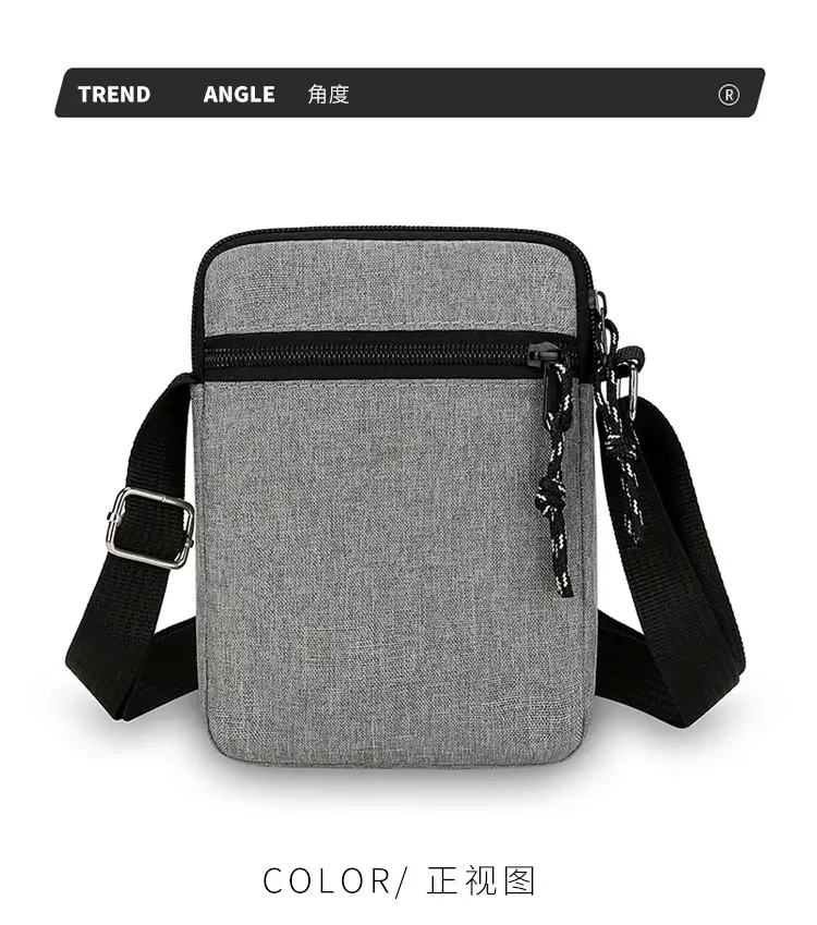 Men's Lightweight Canvas Shoulder Bag Grey Multi Color — feature 13