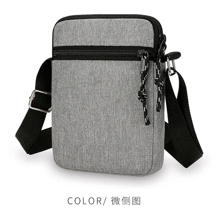 Men's Lightweight Canvas Shoulder Bag Grey Multi Color — feature 14