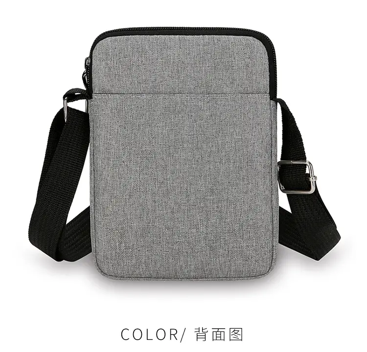 Men's Lightweight Canvas Shoulder Bag Grey Multi Color — feature 16