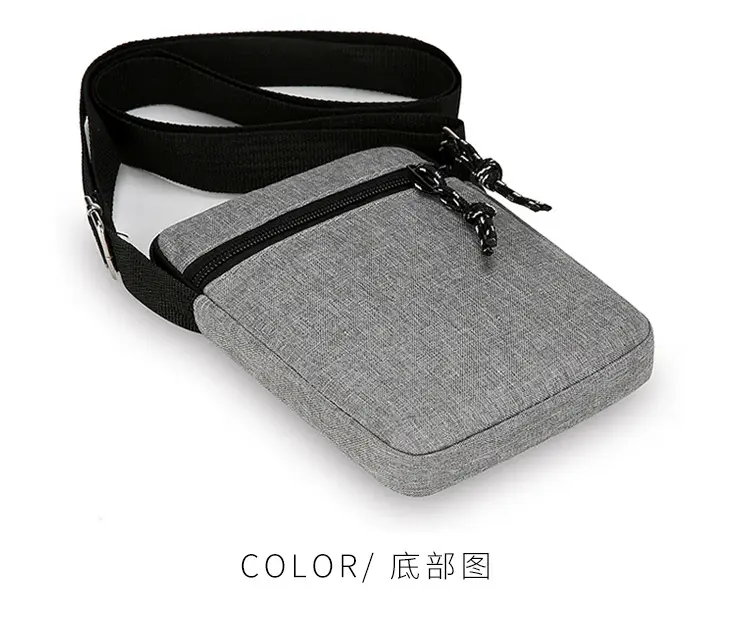 Men's Lightweight Canvas Shoulder Bag Grey Multi Color — feature 17