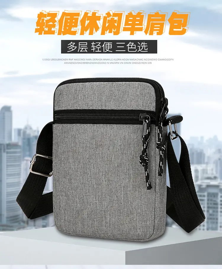 Men's Lightweight Canvas Shoulder Bag Grey Multi Color — feature 2
