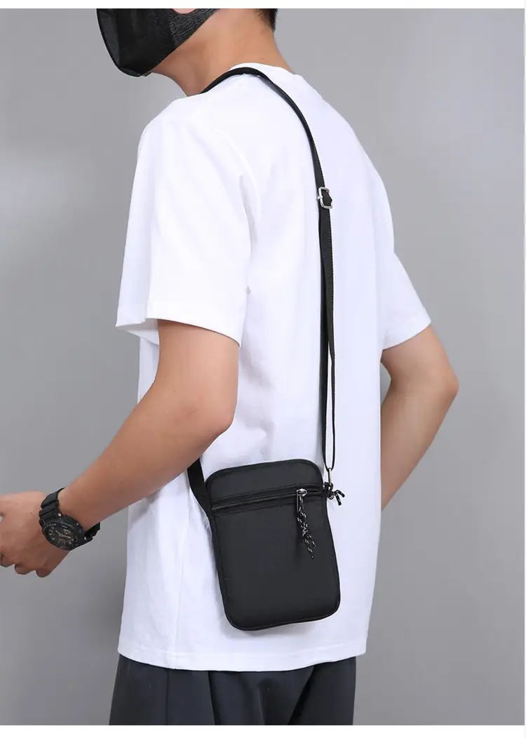 Men's Lightweight Canvas Shoulder Bag Grey Multi Color — feature 21