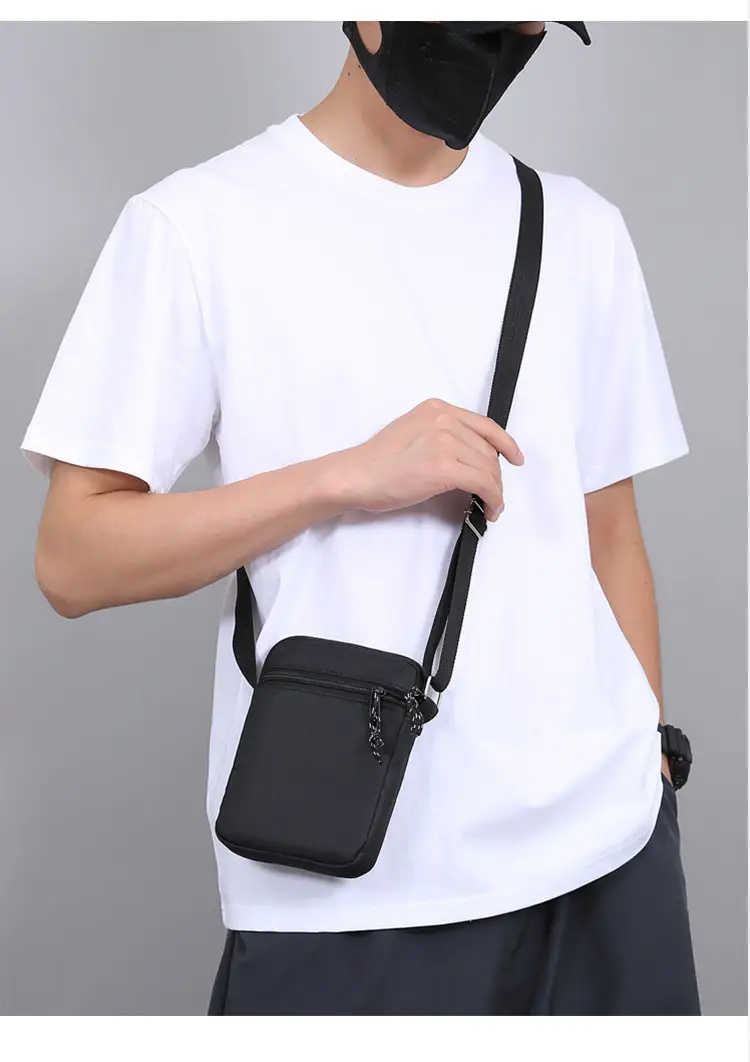 Men's Lightweight Canvas Shoulder Bag Grey Multi Color — feature 22