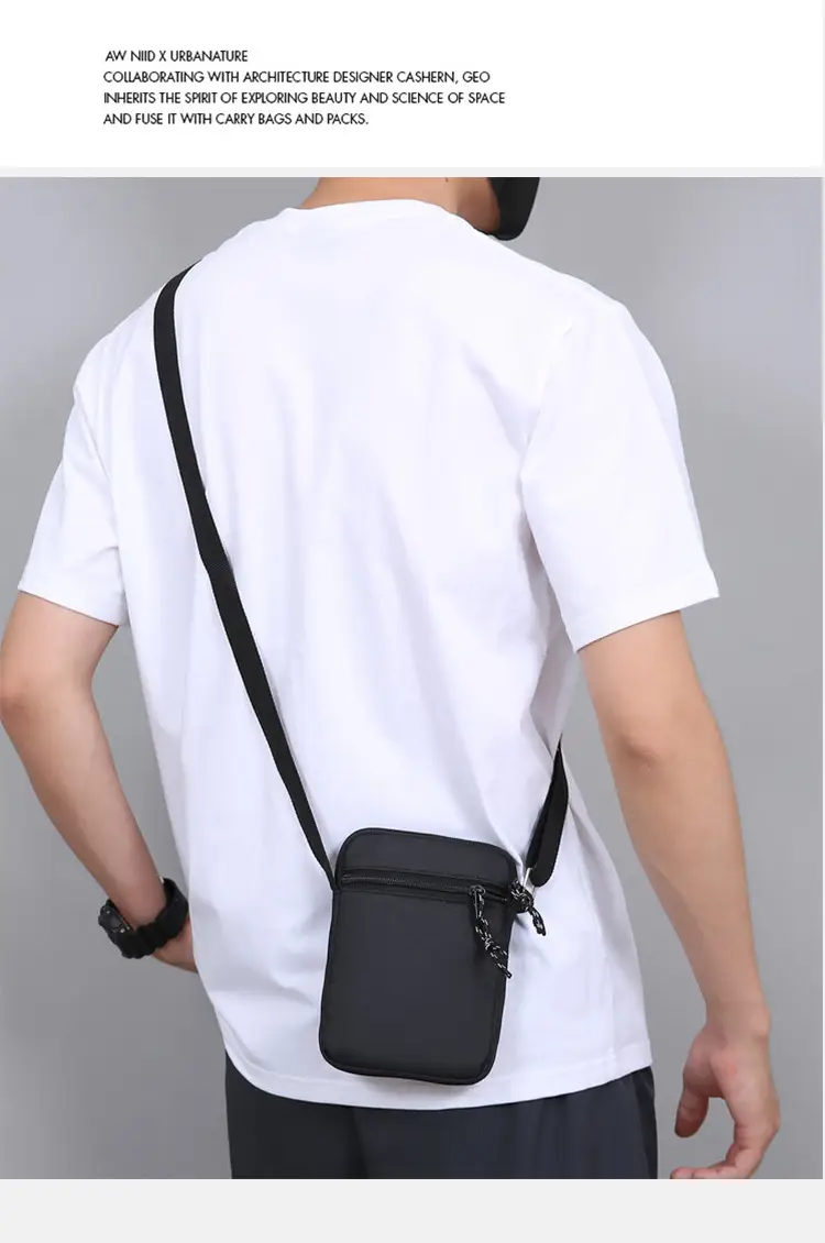 Men's Lightweight Canvas Shoulder Bag Grey Multi Color — feature 23