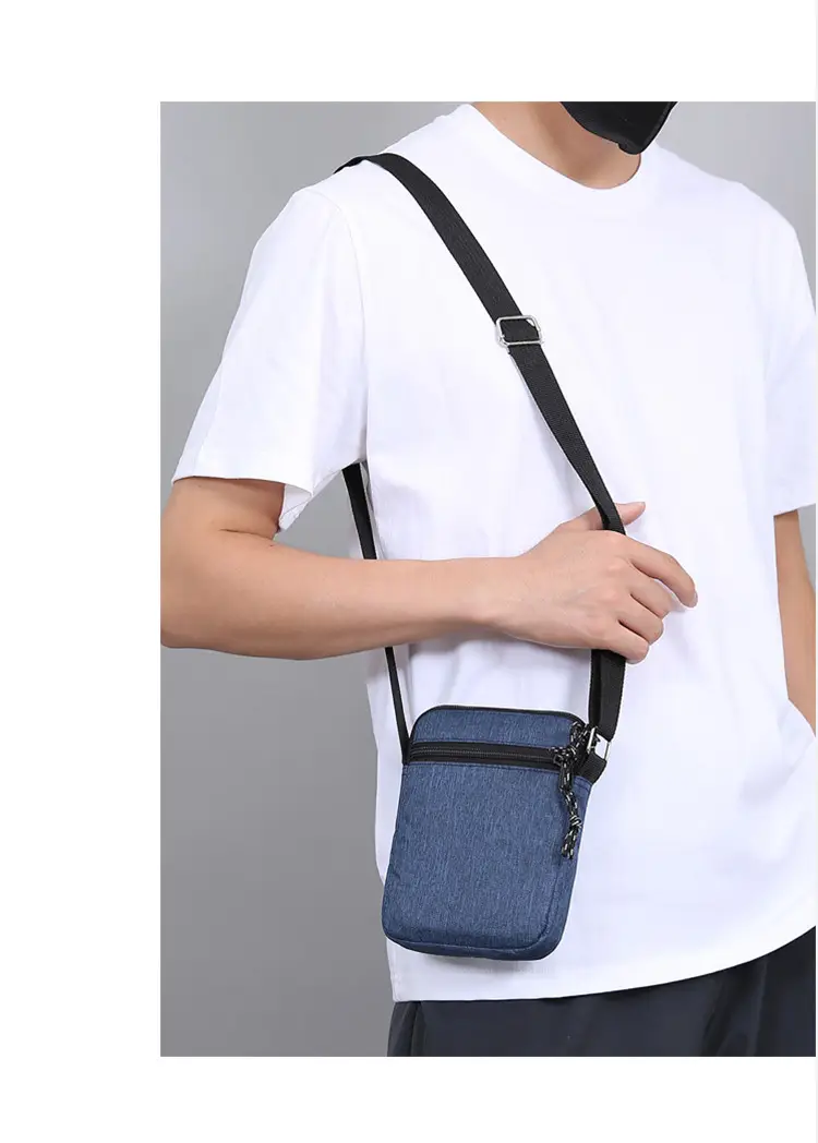 Men's Lightweight Canvas Shoulder Bag Grey Multi Color — feature 25
