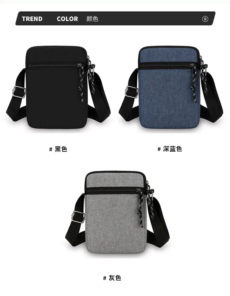 Men's Lightweight Canvas Shoulder Bag Grey Multi Color — feature 8
