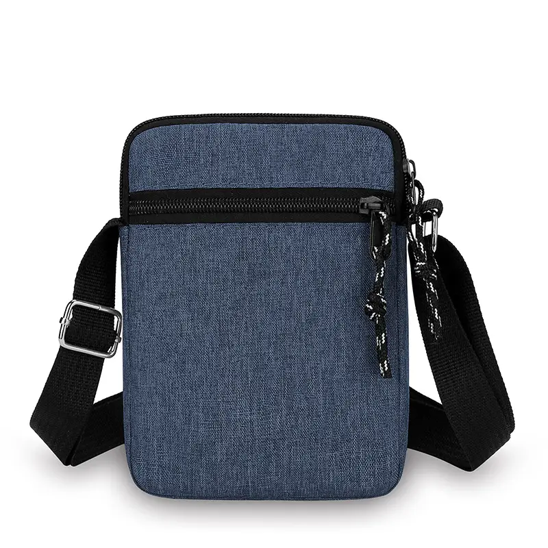 Men's Lightweight Canvas Shoulder Bag Grey Multi Color - Image 2