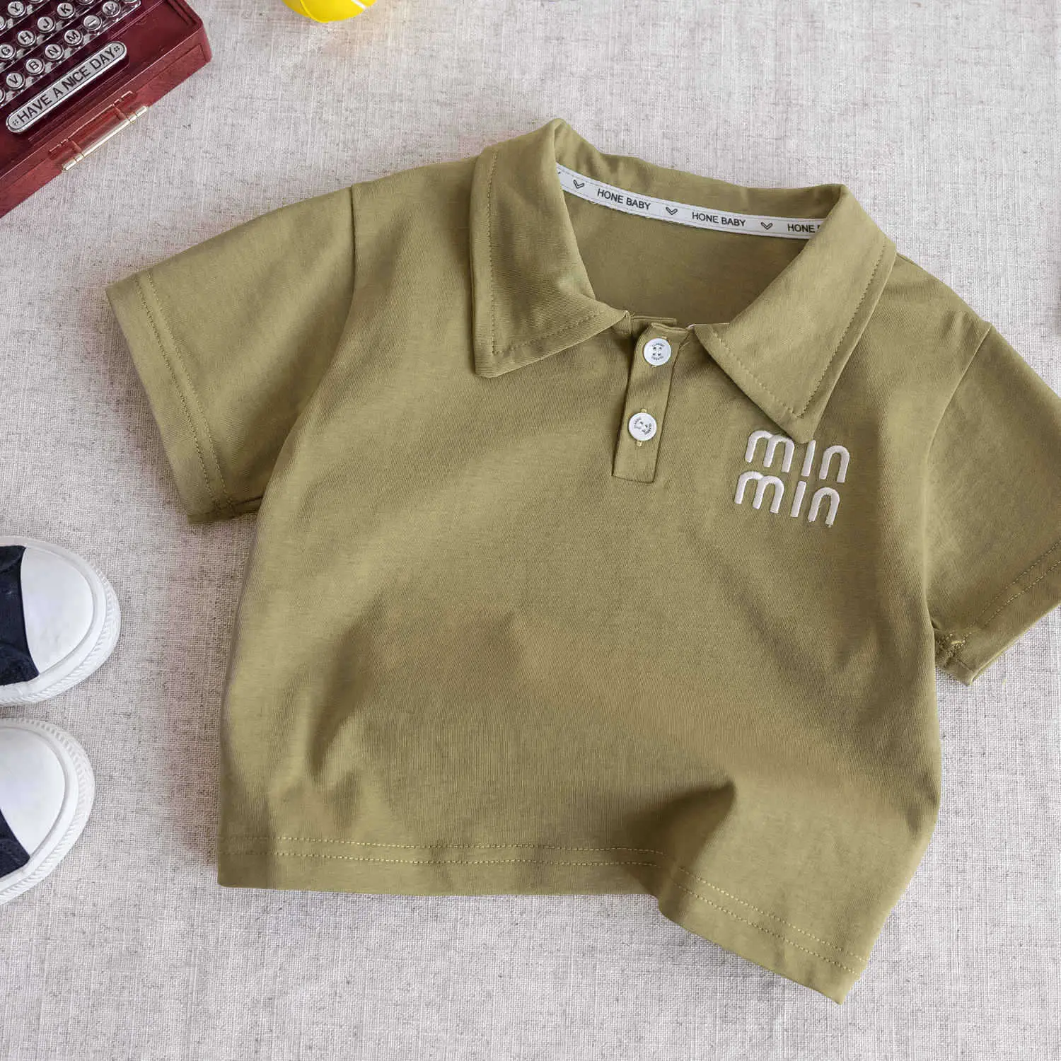 Men's Olive Min Logo Polo Shirt 2025 Summer - Image 4