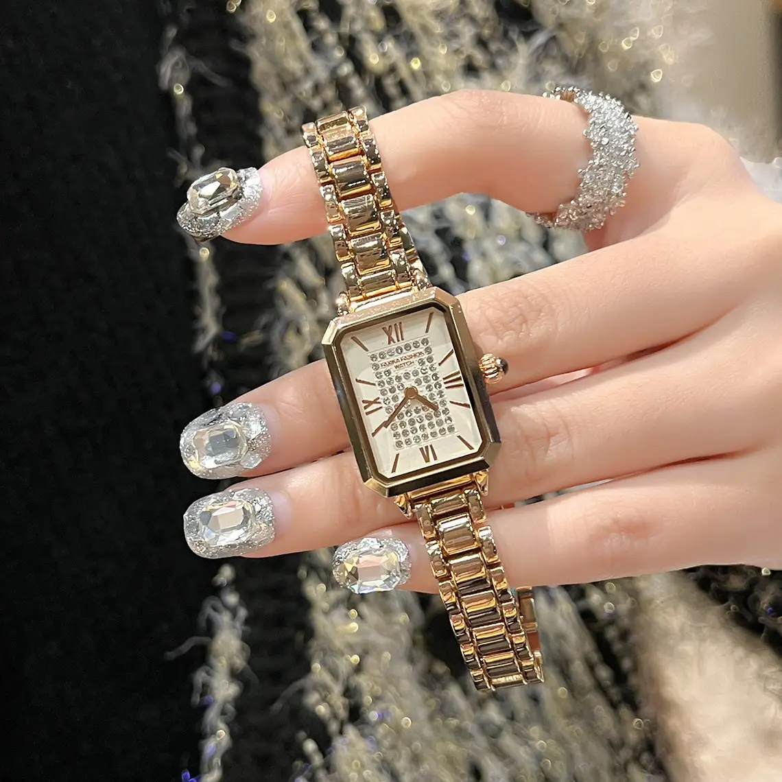 Cross-border Retro Watch Women's Black Leather Strap