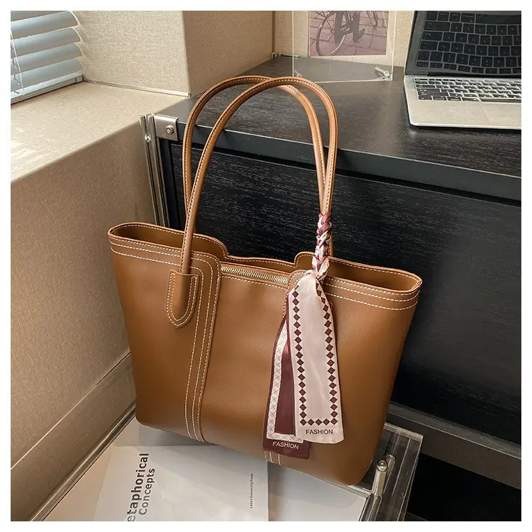 Cross-Border Women's Large Capacity Tote Bag Beige Leather — feature 30