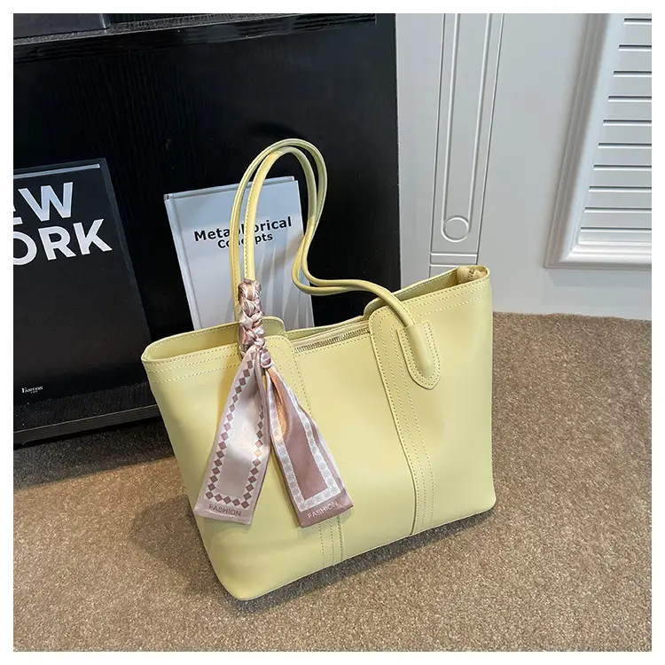 Cross-Border Women's Large Capacity Tote Bag Beige Leather — feature 32