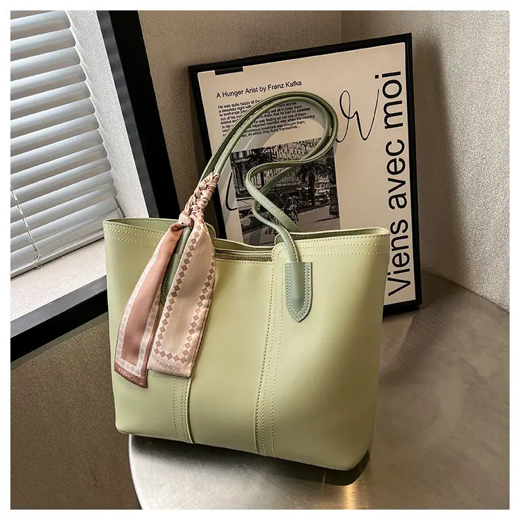 Cross-Border Women's Large Capacity Tote Bag Beige Leather — feature 35