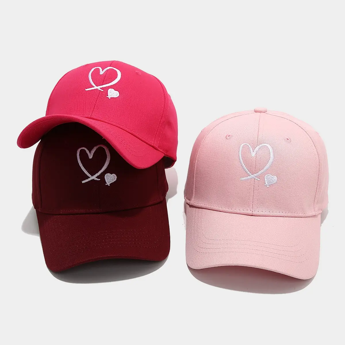 Love Heart Embroidered Black Cap for Couples - Image 12