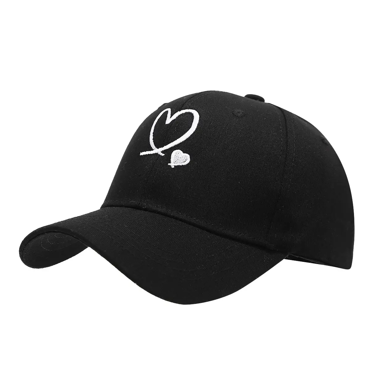 Love Heart Embroidered Black Cap for Couples - Image 13